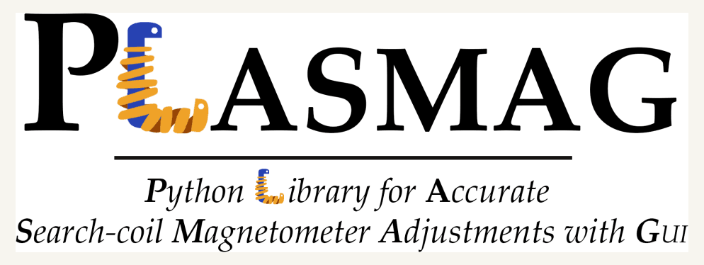 PLASMAG logo: Python library for accurate search-coil magnetometer adjustments with a graphical interface